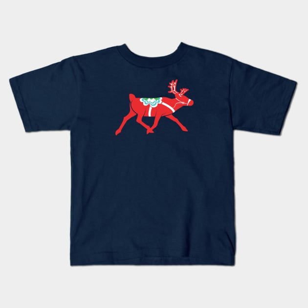 Dala Christmas Reindeer Kids T-Shirt by CloudWalkerDesigns